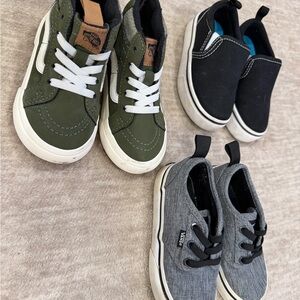 Vans Kids Sneakers - Olive, Black, and Gray